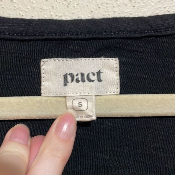 Pact Relaxed Slub Knit Organic Cotton Henley Tank Midi Dress Black Size Small - Picture 5 of 13